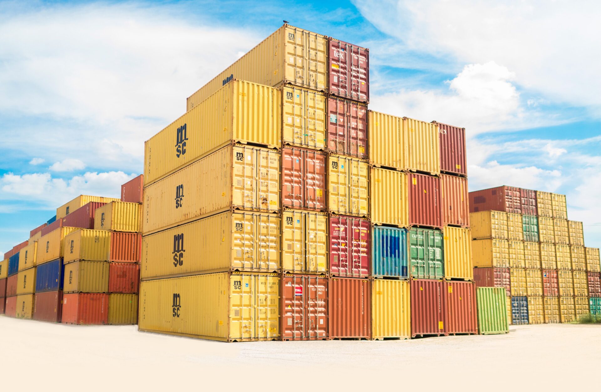 Storage containers in yellow colors